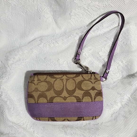 Coach Tan & Lavender Wristlet - Picture 2 of 6